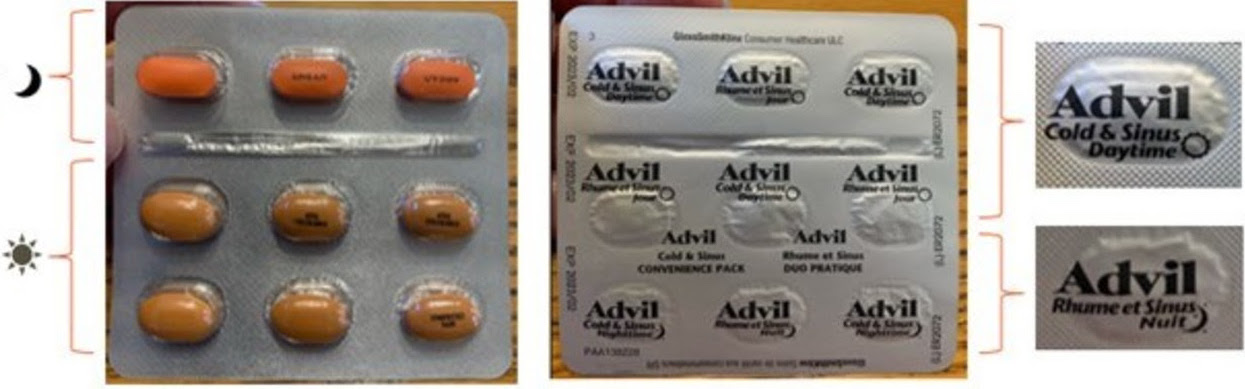 advil cold sinus day night convenience pack recalled due to labelling error