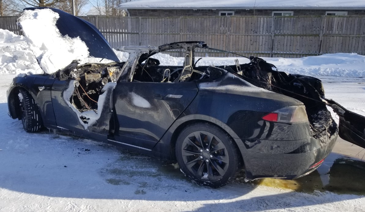 tesla destroyed in fire south bruce opp investigate