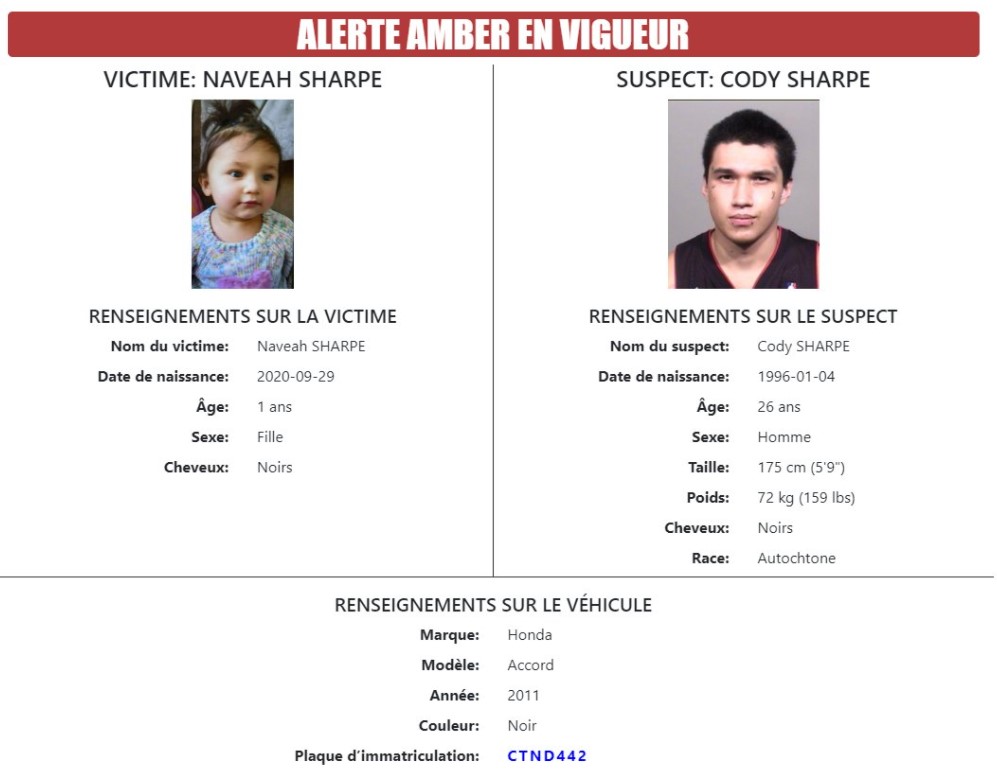 amber alert issued for kitchener baby
