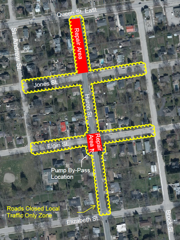 emergency road closures in st marys for sanitary system repairs