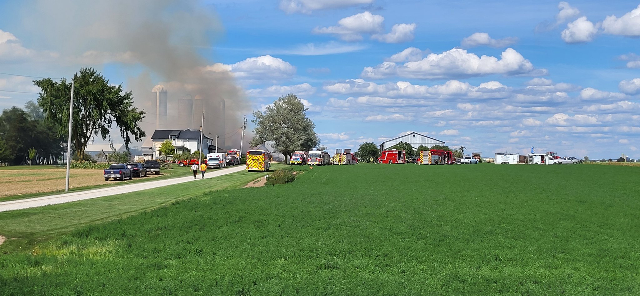 firefighters on scene of a blaze in mapleton