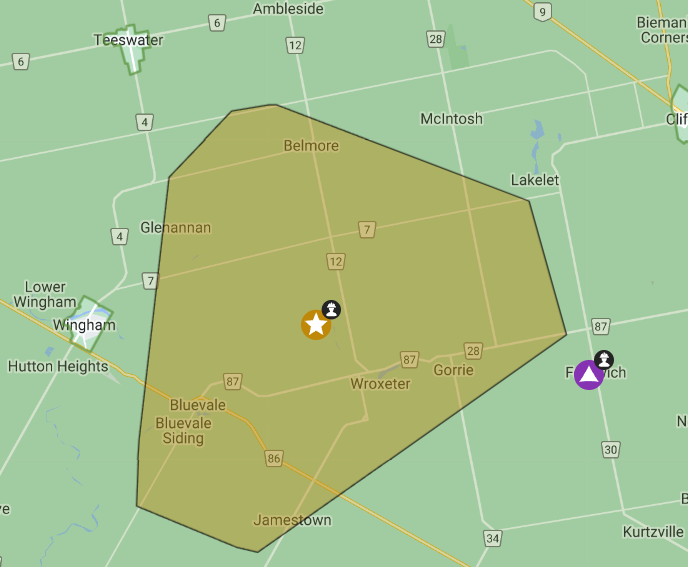 hydro one reporting outage in huron county