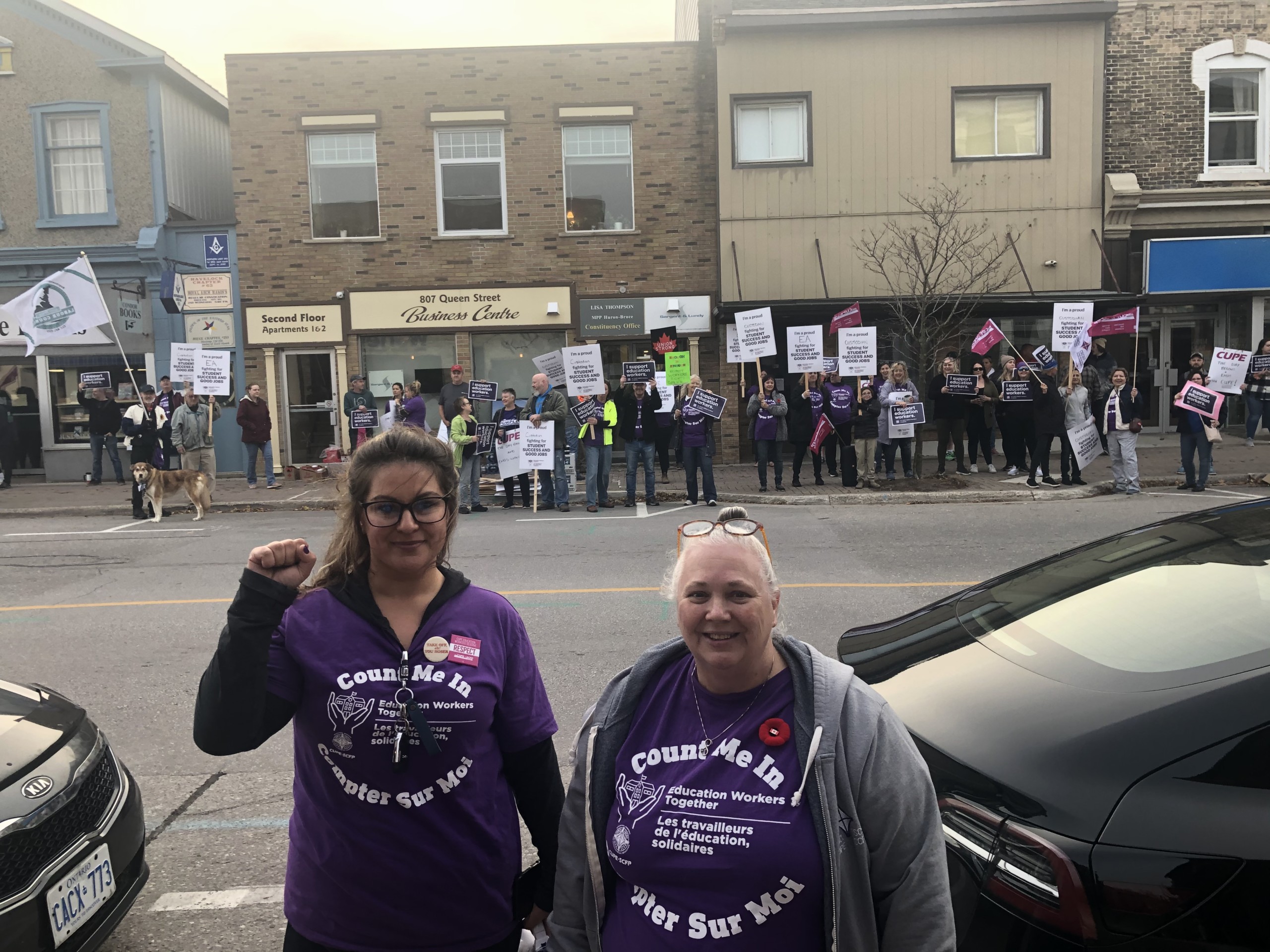CUPE members protest in front of local MPP’s office