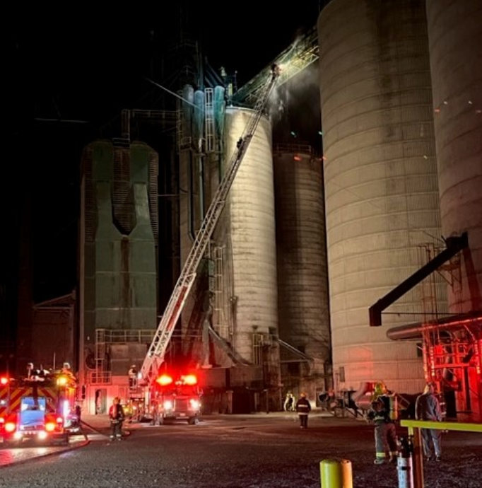 fire sparks at feed mill
