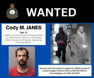Man wanted by Saugeen Shores police